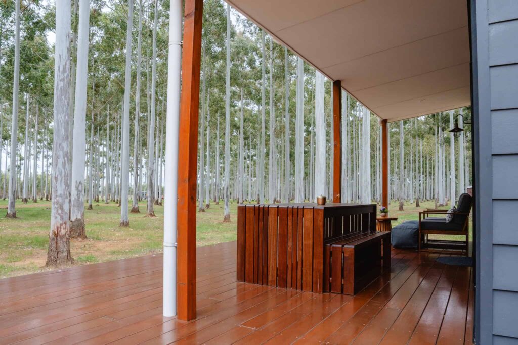 chalet-rosegum-front-deck-tree-chalets-forest-retreat
